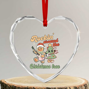 Groovy Christmas Heart Crystal Glass Ornament Rockin' Around The Xmas Tree Groovy Gingerbread Man TS02 Transparent Glass 3'' Heart Print Your Wear