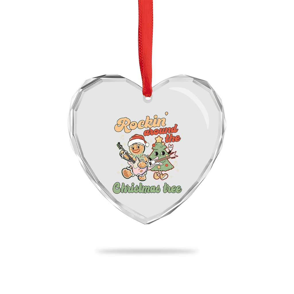 Groovy Christmas Heart Crystal Glass Ornament Rockin' Around The Xmas Tree Groovy Gingerbread Man TS02 Print Your Wear