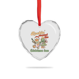 Groovy Christmas Heart Crystal Glass Ornament Rockin' Around The Xmas Tree Groovy Gingerbread Man TS02 Print Your Wear