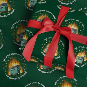Groovy Dumpster Fire Wrapping Paper Roll The Little Light Of Mine I'm Gonna Let It Shine TS02 Green Print Your Wear