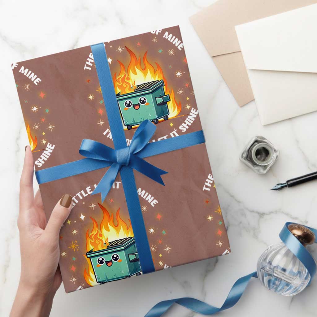 Groovy Dumpster Fire Wrapping Paper Roll The Little Light Of Mine I'm Gonna Let It Shine TS02 Mocha Print Your Wear