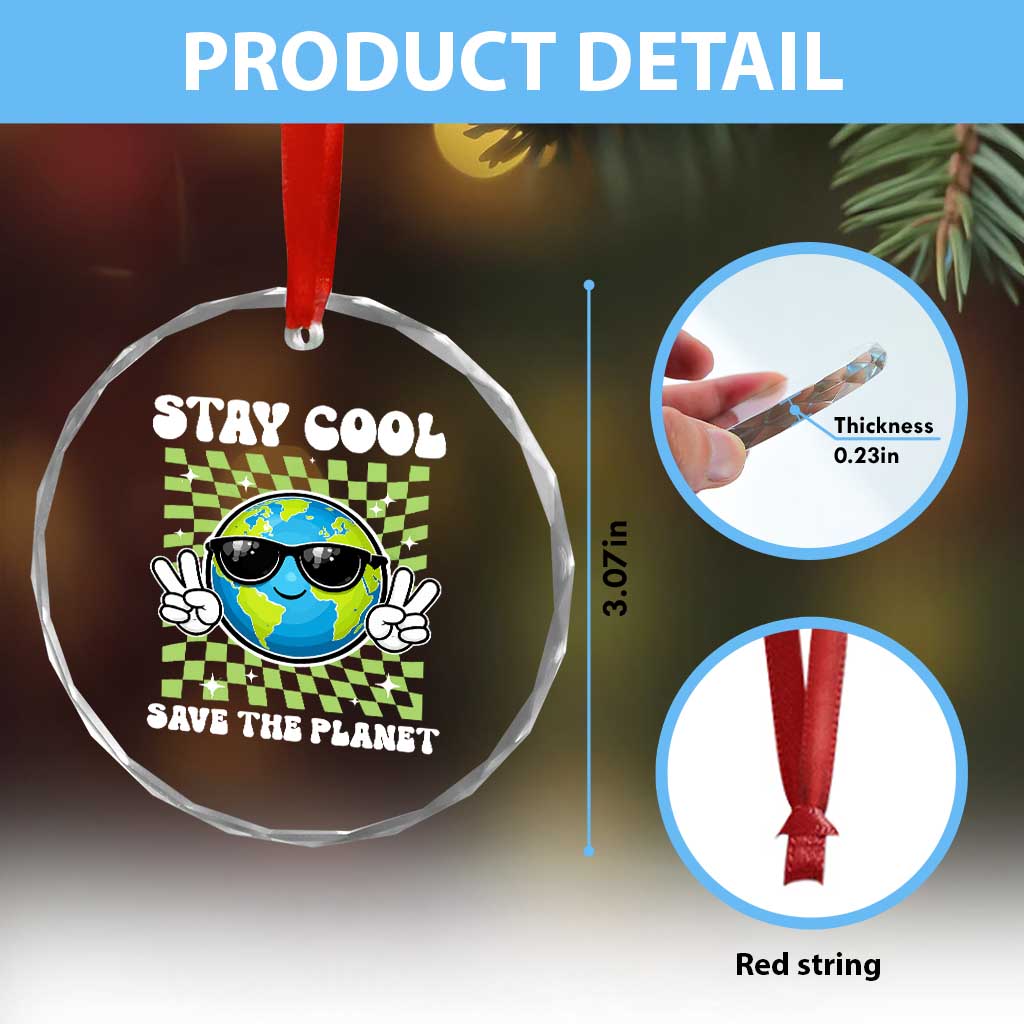 Groovy Earth Day Save The Planet Crystal Glass Ornament TS10 Print Your Wear