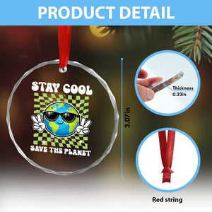 Groovy Earth Day Save The Planet Crystal Glass Ornament TS10 Print Your Wear