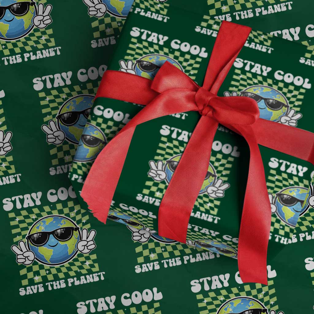 Groovy Earth Day Save The Planet Wrapping Paper Roll TS10 Green Print Your Wear