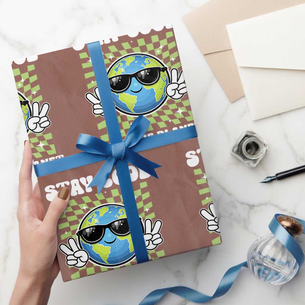 Groovy Earth Day Save The Planet Wrapping Paper Roll TS10 Mocha Print Your Wear