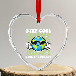 Groovy Earth Day Save The Planet Heart Crystal Glass Ornament TS10 Transparent Glass 3'' Heart Print Your Wear