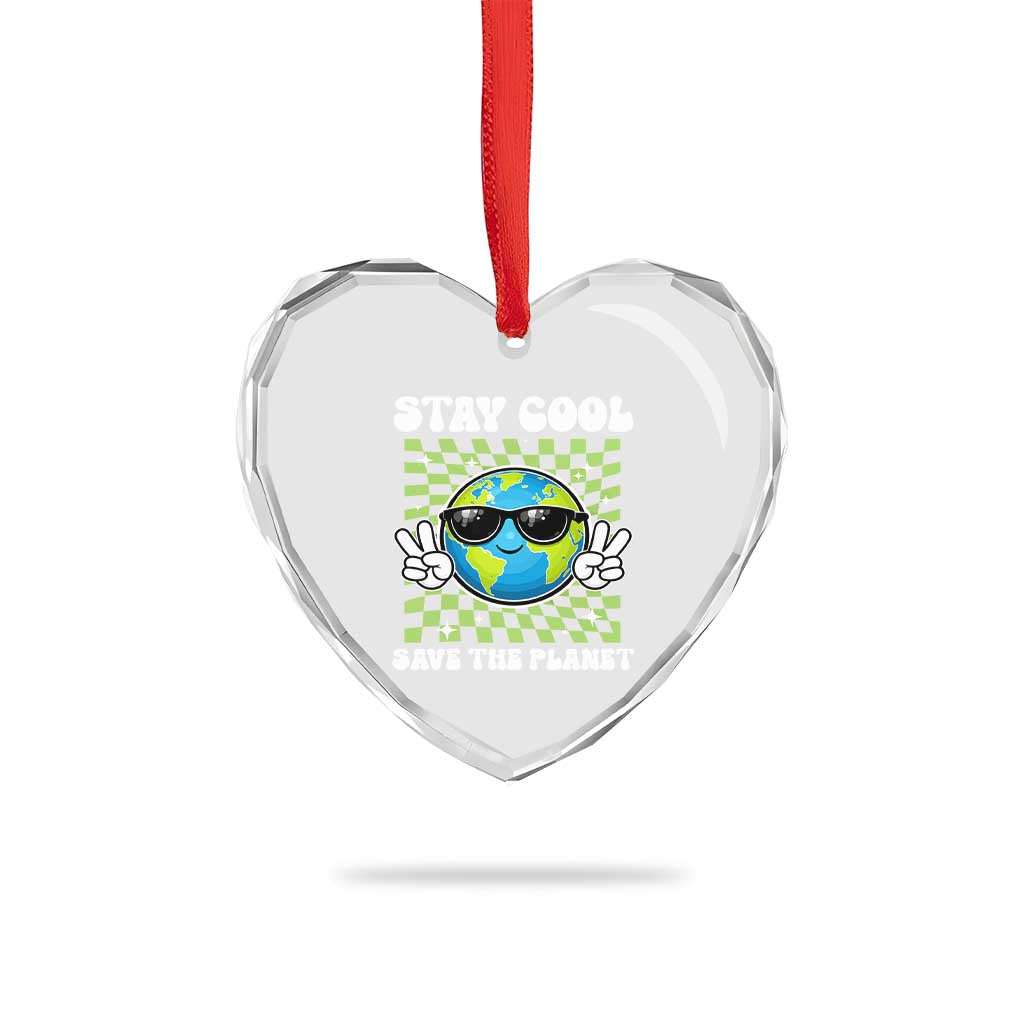 Groovy Earth Day Save The Planet Heart Crystal Glass Ornament TS10 Print Your Wear