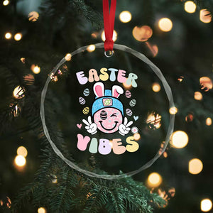 Groovy Easter Vibes Crystal Glass Ornament Retro Bunny Smile Eggs TS10 Print Your Wear