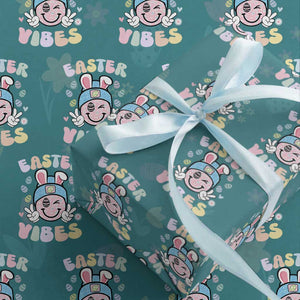 Groovy Easter Vibes Wrapping Paper Roll Retro Bunny Smile Eggs TS10 Teal Print Your Wear