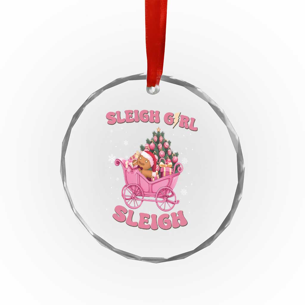 Groovy Gingerbread Sleigh Girl Sleigh Pink Xmas Crystal Glass Ornament TS09 Print Your Wear