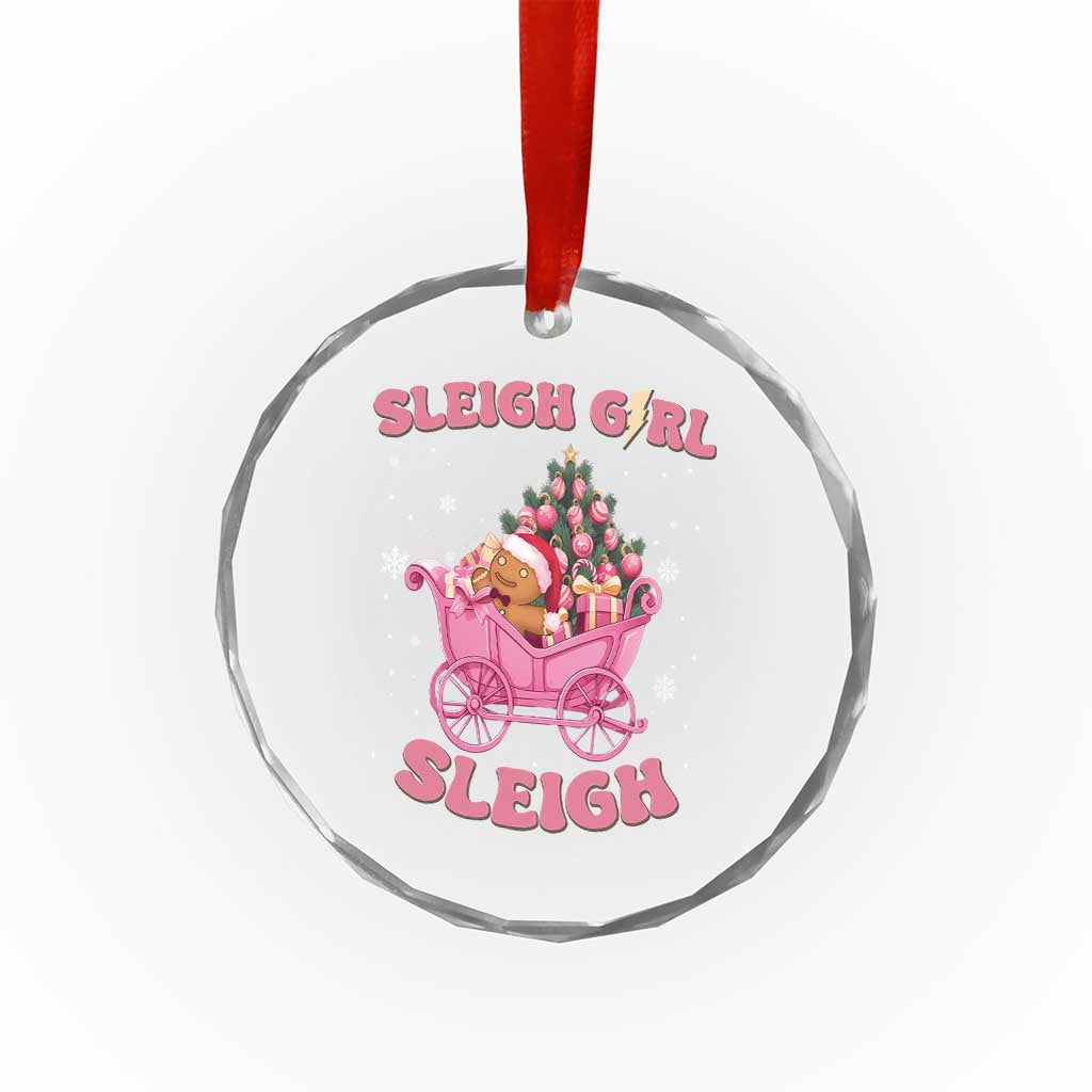 Groovy Gingerbread Sleigh Girl Sleigh Pink Xmas Crystal Glass Ornament TS09 Print Your Wear