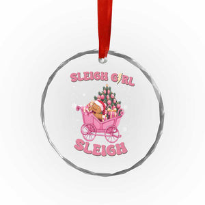 Groovy Gingerbread Sleigh Girl Sleigh Pink Xmas Crystal Glass Ornament TS09 Print Your Wear