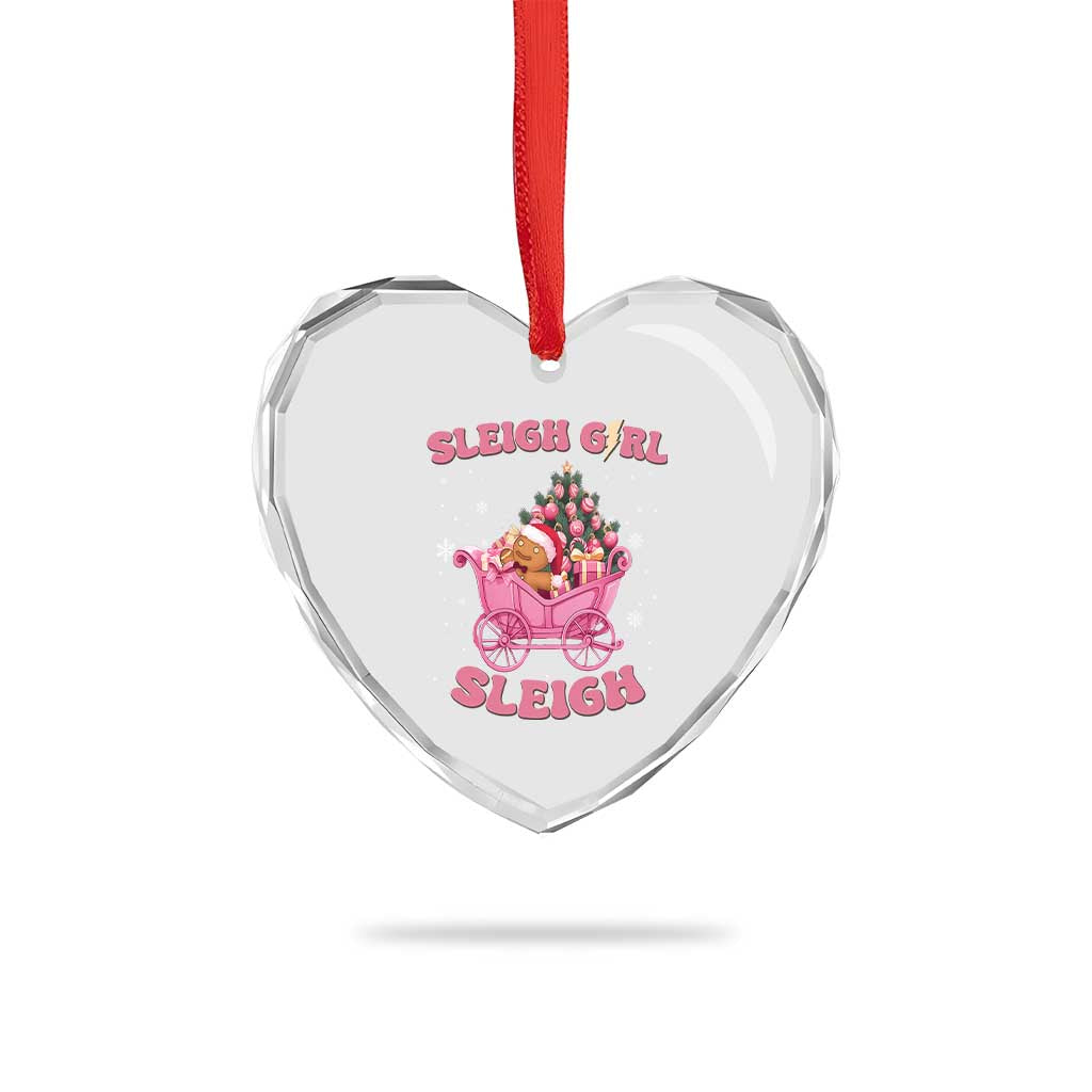 Groovy Gingerbread Sleigh Girl Sleigh Pink Xmas Heart Crystal Glass Ornament TS09 Print Your Wear