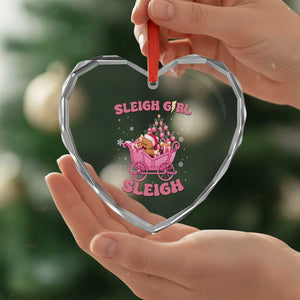 Groovy Gingerbread Sleigh Girl Sleigh Pink Xmas Heart Crystal Glass Ornament TS09 Print Your Wear