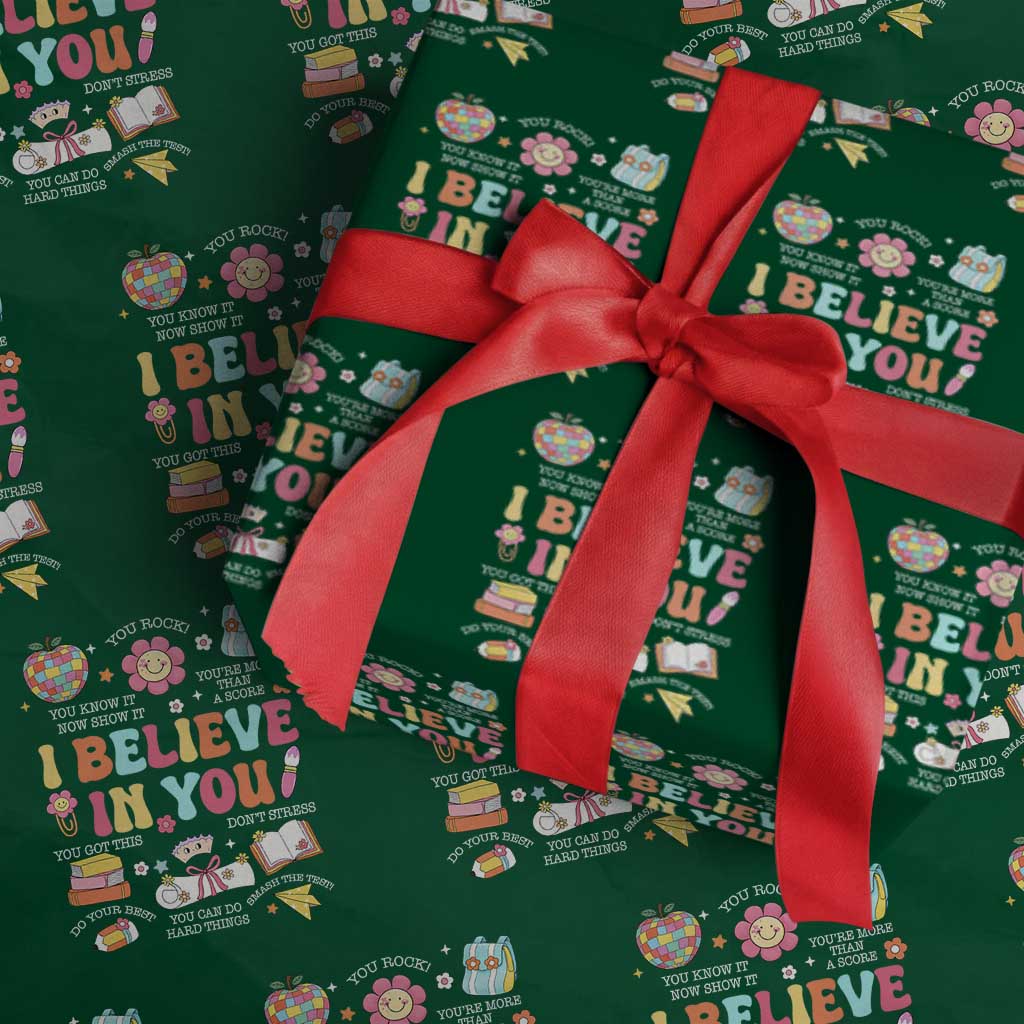 Groovy I Believe In You Testing Motivation Wrapping Paper Roll More Than A Score for Teacher Student TS02 Green Print Your Wear