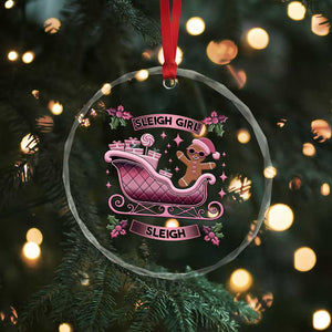 Groovy Pink Xmas Gingerbrad Crystal Glass Ornament Sleigh Girl Sleigh Festive Xmas Holiday Girls TS02 Print Your Wear