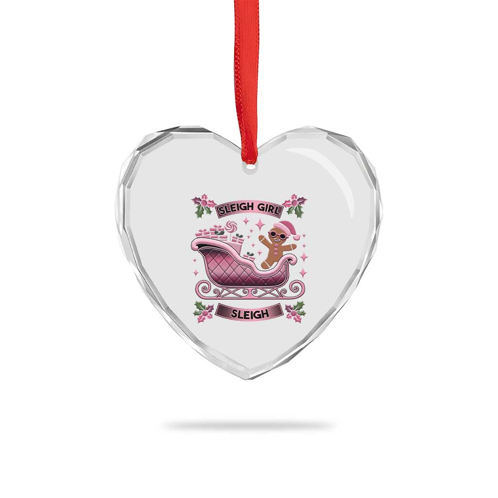Groovy Pink Xmas Gingerbrad Heart Crystal Glass Ornament Sleigh Girl Sleigh Festive Xmas Holiday Girls TS02 Print Your Wear