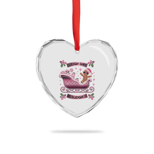 Groovy Pink Xmas Gingerbrad Heart Crystal Glass Ornament Sleigh Girl Sleigh Festive Xmas Holiday Girls TS02 Print Your Wear
