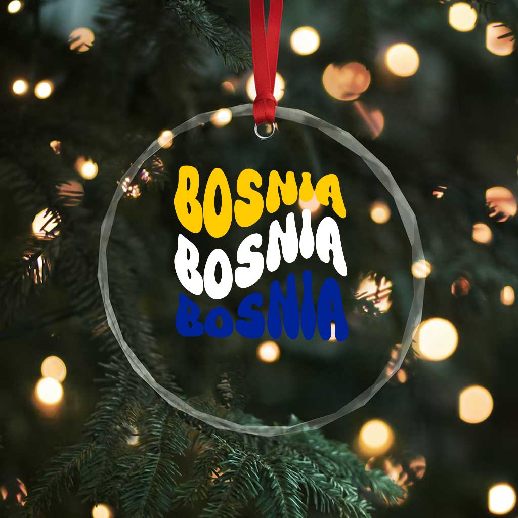 Groovy Retro Bosnia Crystal Glass Ornament Proud Bosnian Balkan Heritage Gift