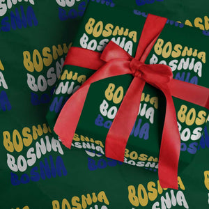 Groovy Retro Bosnia Wrapping Paper Roll Proud Bosnian Balkan Heritage Gift