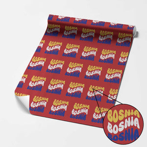 Groovy Retro Bosnia Wrapping Paper Roll Proud Bosnian Balkan Heritage Gift