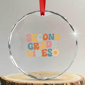 Groovy Retro Second Grade Vibes Crystal Glass Ornament Back to School 2nd Grade Team