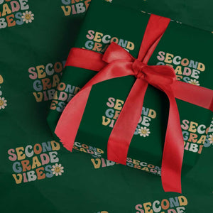 Groovy Retro Second Grade Vibes Wrapping Paper Roll Back to School 2nd Grade Team