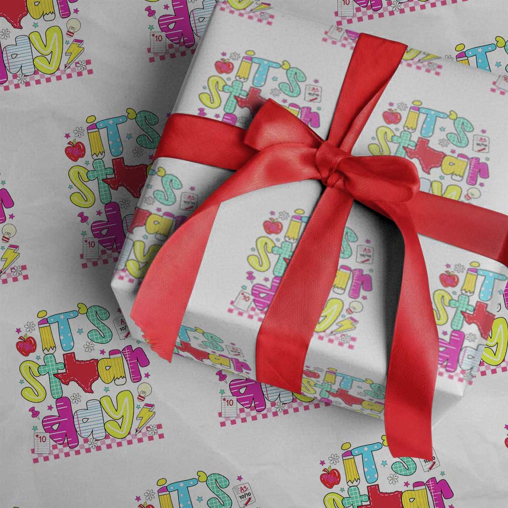 Groovy Texas STAAR Day Wrapping Paper Roll Don't Stress Do Your Best Teacher Student Motivation TS02 White Print Your Wear