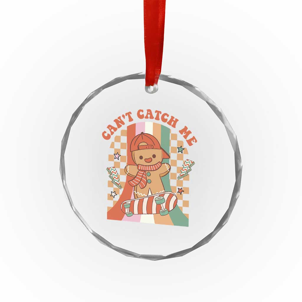 Groovy Xmas Skateboard Crystal Glass Ornament Can't Catch Me Gingerbread Boy TS09 Print Your Wear
