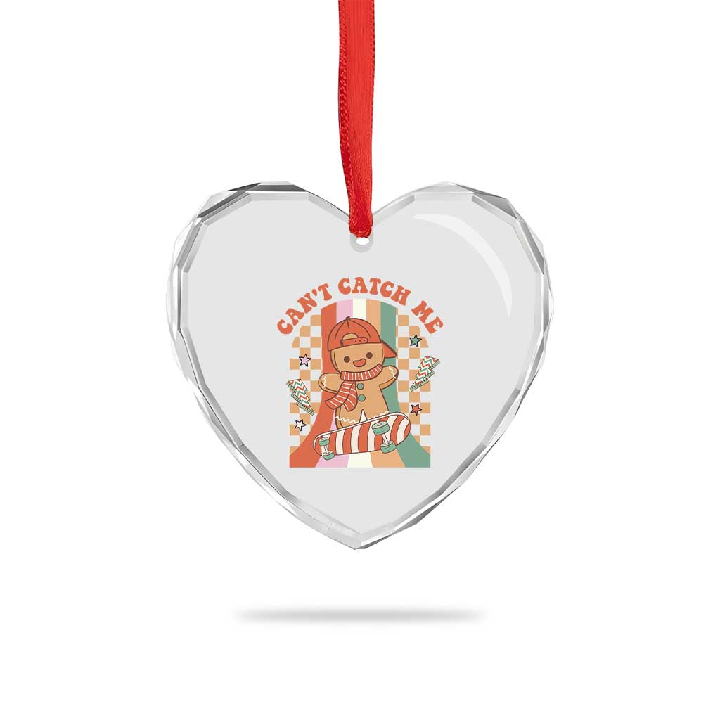 Groovy Xmas Skateboard Heart Crystal Glass Ornament Can't Catch Me Gingerbread Boy TS09 Print Your Wear