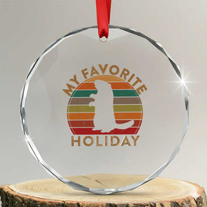 Groundhog Day Crystal Glass Ornament My Favorite Holiday Ground Hog Shadow Retro Sunset TS02 Transparent Glass 3'' Circle Print Your Wear