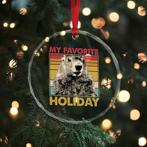 Groundhog Day Crystal Glass Ornament Retro My Favorite Holiday Retro Woodchuck TS10 Print Your Wear