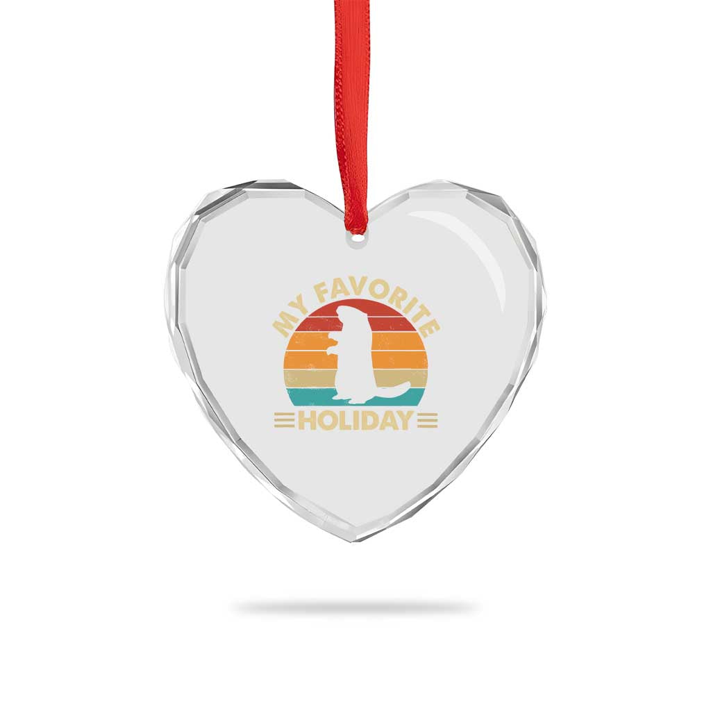 Groundhog Day Heart Crystal Glass Ornament My Favorite Holiday Retro Woodchuck TS10 Print Your Wear