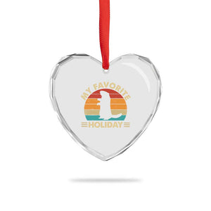 Groundhog Day Heart Crystal Glass Ornament My Favorite Holiday Retro Woodchuck TS10 Print Your Wear