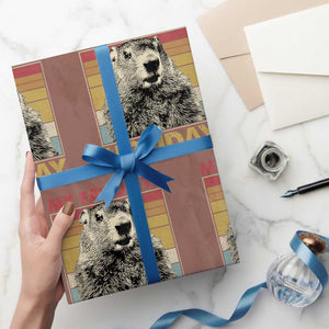 Groundhog Day Wrapping Paper Roll Retro My Favorite Holiday Retro Woodchuck TS10 Mocha Print Your Wear