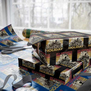 Groundhog Day Wrapping Paper Roll Retro My Favorite Holiday Retro Woodchuck TS10 Black Print Your Wear