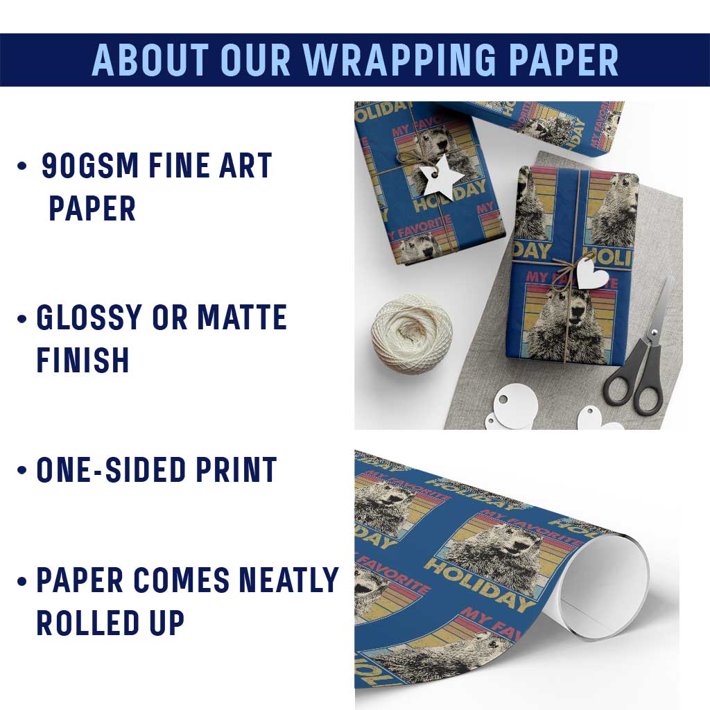 Groundhog Day Wrapping Paper Roll Retro My Favorite Holiday Retro Woodchuck TS10 Print Your Wear