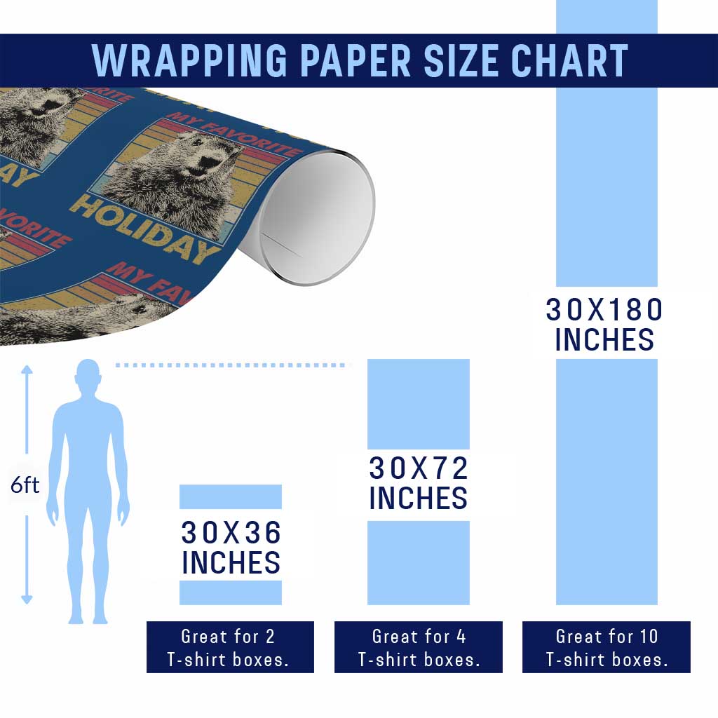 Groundhog Day Wrapping Paper Roll Retro My Favorite Holiday Retro Woodchuck TS10 Print Your Wear
