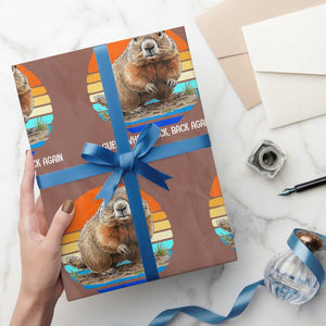 Groundhog Day Wrapping Paper Roll Retro Vintage Funny Woodchuck Guess Whos Back TS10 Mocha Print Your Wear