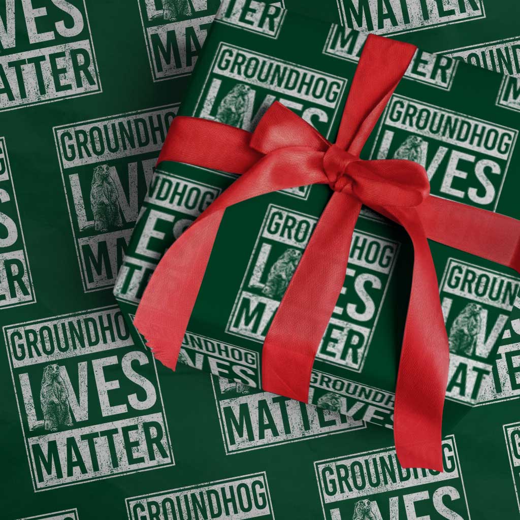 Groundhog Lives Matter Wrapping Paper Roll Funny Woodchuck Groundhog Day TS11 Green Print Your Wear
