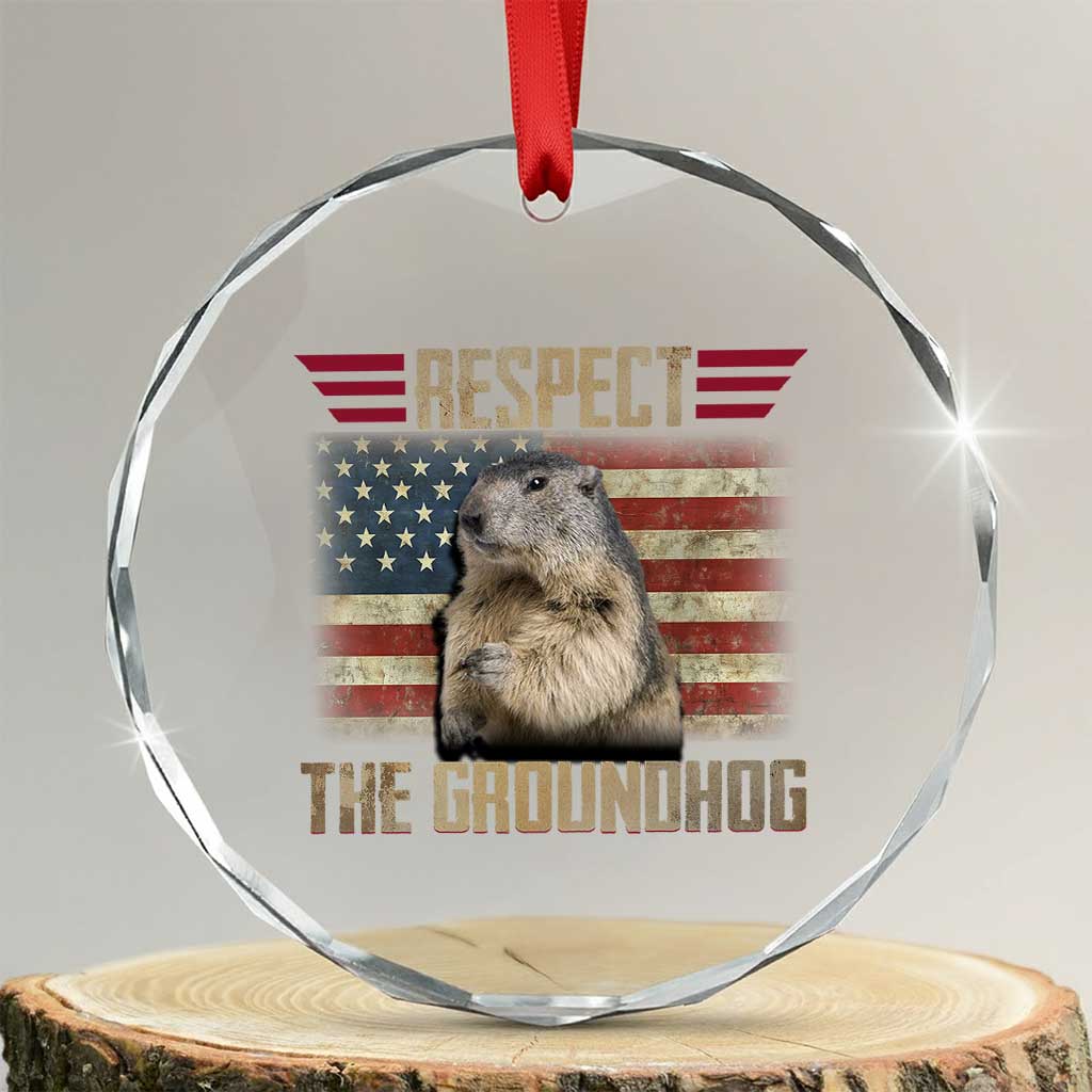 Groundhog Meteorology Crystal Glass Ornament Respect The Groundhog Woodchuck Photo GroundHog Day TS02 Transparent Glass 3'' Circle Print Your Wear