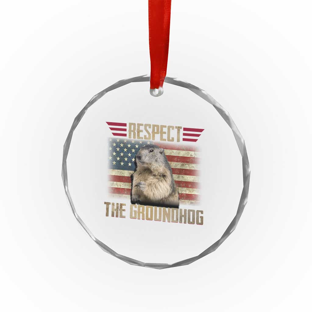 Groundhog Meteorology Crystal Glass Ornament Respect The Groundhog Woodchuck Photo GroundHog Day TS02 Print Your Wear