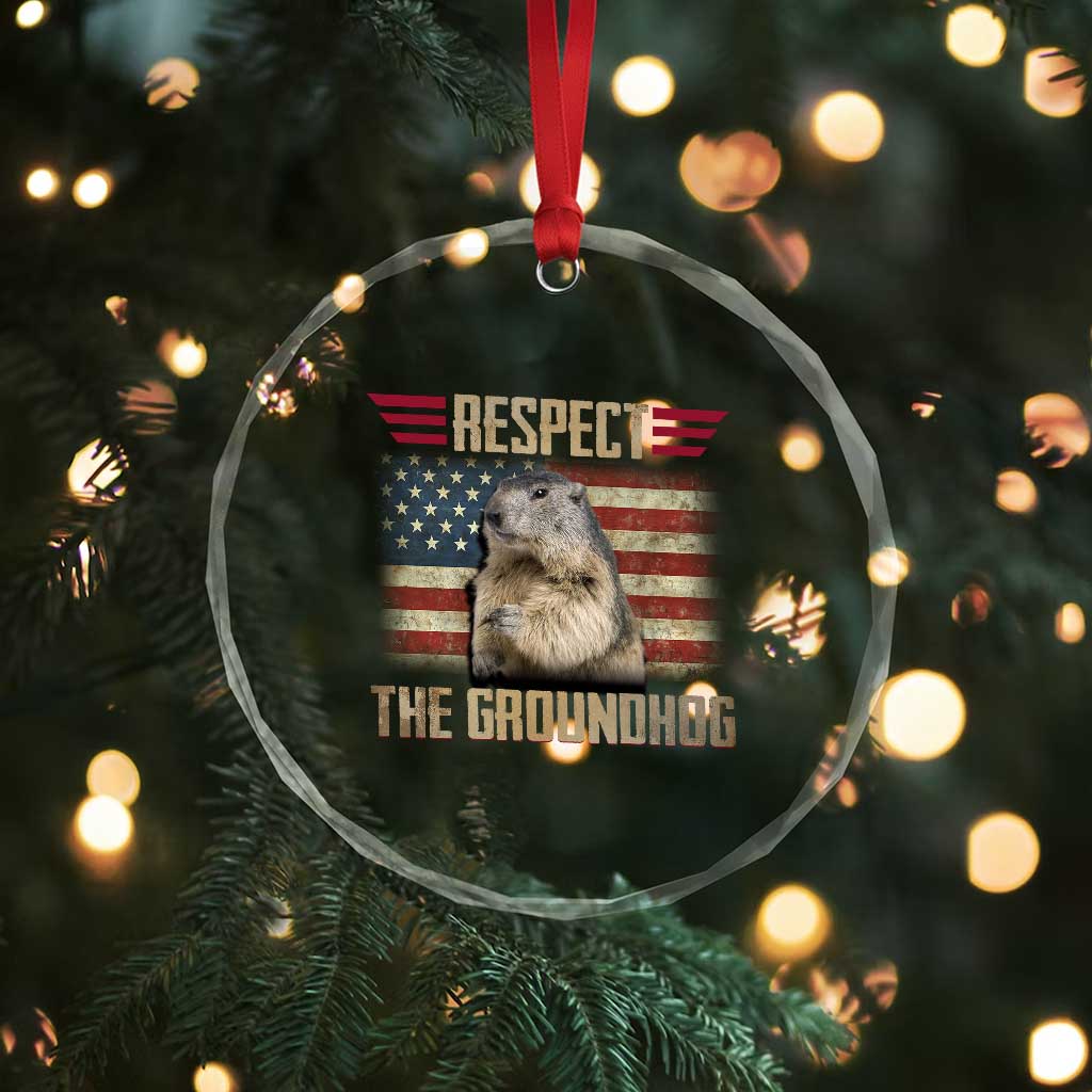 Groundhog Meteorology Crystal Glass Ornament Respect The Groundhog Woodchuck Photo GroundHog Day TS02 Print Your Wear