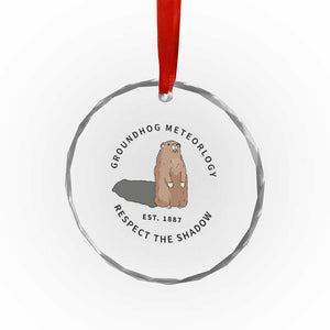 Groundhog Meteorology Crystal Glass Ornament Respect The Shadow Est 1887 Funny Woodchuck TS02 Print Your Wear