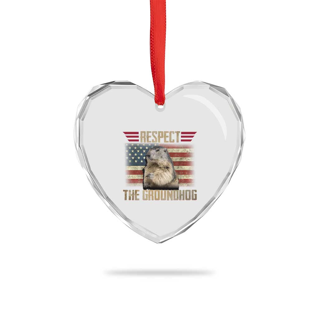 Groundhog Meteorology Heart Crystal Glass Ornament Respect The Groundhog Woodchuck Photo GroundHog Day TS02 Print Your Wear