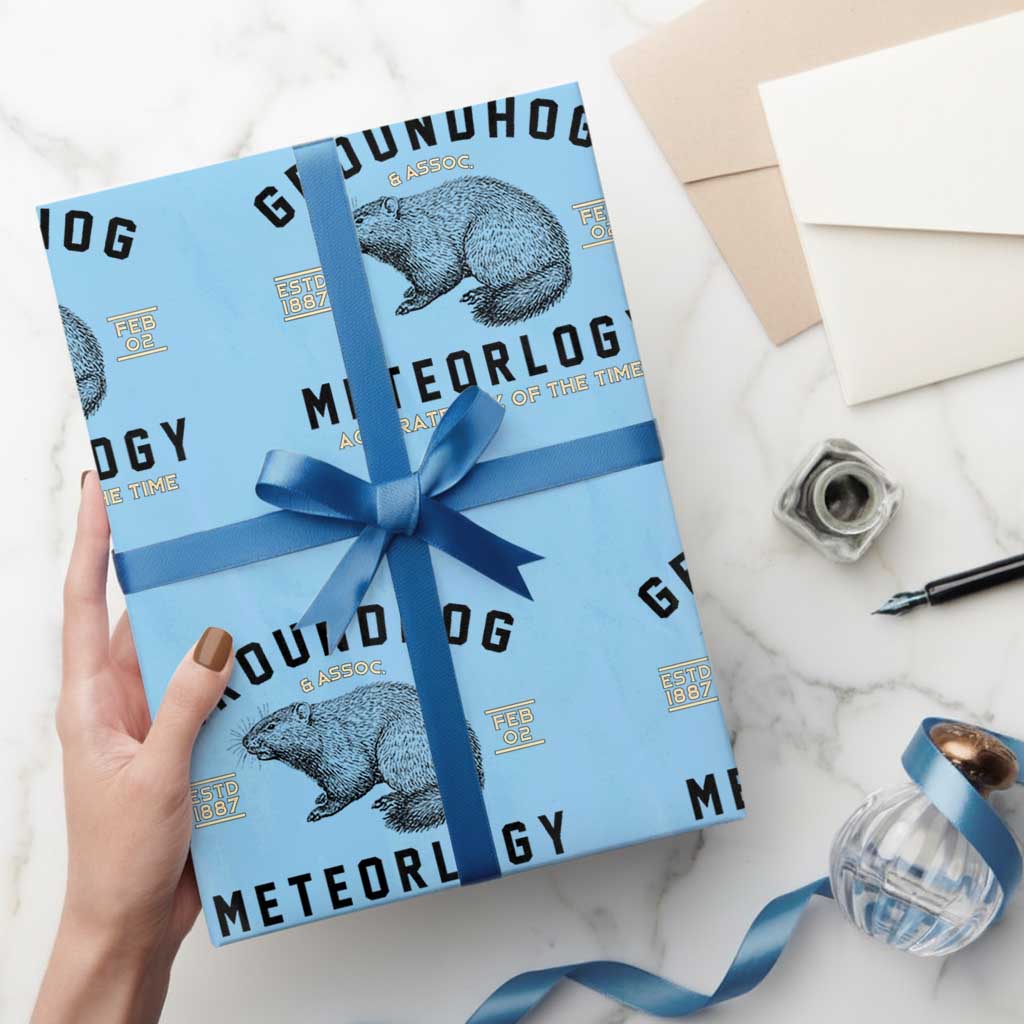 Groundhog Meteorology Wrapping Paper Roll Estd 1887 Accurate 50 Percent Of The Time Woodchuck TS02 Light Blue Print Your Wear