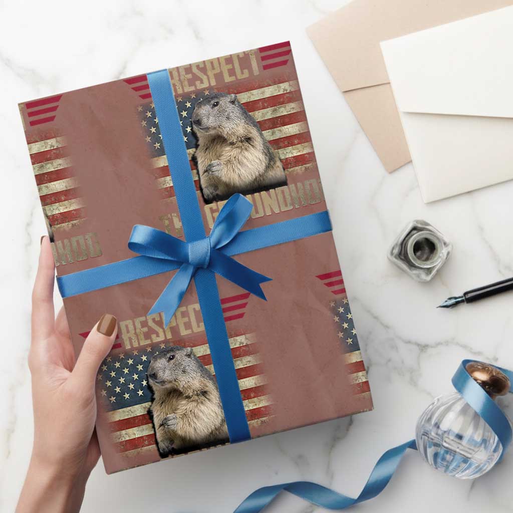 Groundhog Meteorology Wrapping Paper Roll Respect The Groundhog Woodchuck Photo GroundHog Day TS02 Mocha Print Your Wear