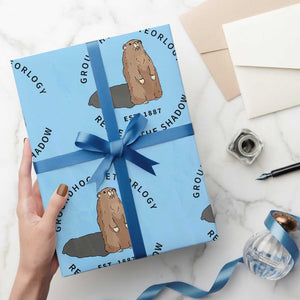 Groundhog Meteorology Wrapping Paper Roll Respect The Shadow Est 1887 Funny Woodchuck TS02 Light Blue Print Your Wear