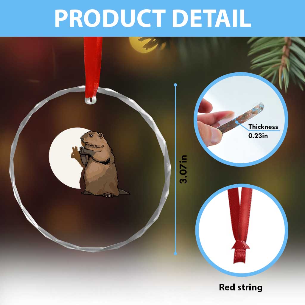 Groundhog Shadow Meteorlogy Crystal Glass Ornament Woodchuck Puppet Funny Gift TS02 Print Your Wear