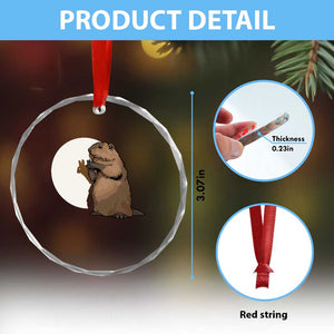 Groundhog Shadow Meteorlogy Crystal Glass Ornament Woodchuck Puppet Funny Gift TS02 Print Your Wear